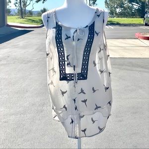 Sleeveless tie front blouse